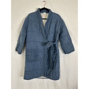 Women's Blue Quilted Pajama Robe/ outdoor coat